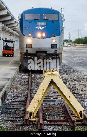 Miami Florida,gare,chemin de fer,train,Amtrak,voie,fin de ligne,bouchon,FL170531017 Banque D'Images