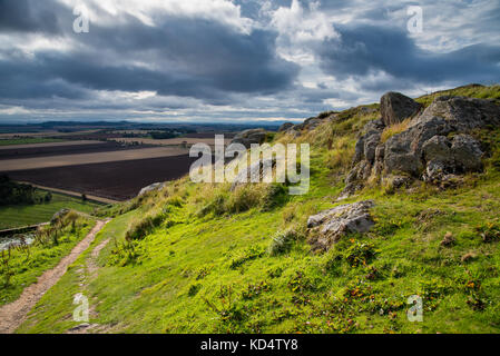 Paysage rural comme vu de north berwick law en Ecosse, East Lothian Banque D'Images