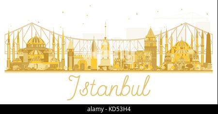 Istanbul golden city skyline silhouette. vector illustration. Les voyages d'affaires. concept cityscape istanbul avec repères. Illustration de Vecteur