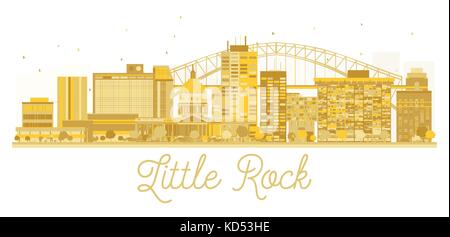 Little Rock City skyline silhouette d'or. vector illustration. simple télévision concept pour tourisme présentation, bannière, un placard ou un site web. Illustration de Vecteur