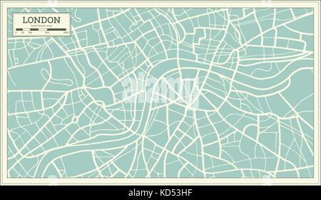 Carte de Londres en style rétro. Vector Illustration. Illustration de Vecteur