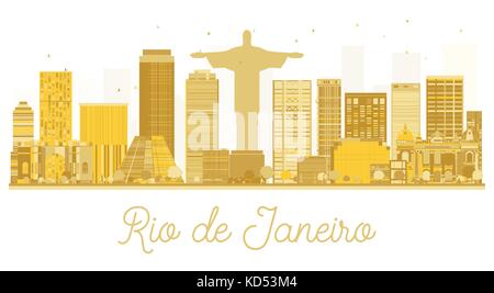 Rio de Janeiro ville golden silhouette. vector illustration. cityscape de repères. Rio de Janeiro isolé sur fond blanc. Illustration de Vecteur