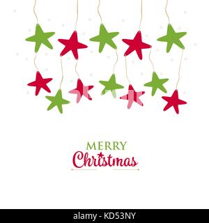 Noël voeux pendaison étoile sur un fond blanc. Vector illustration Illustration de Vecteur