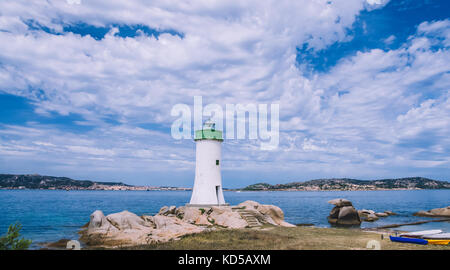 Phare de la plage de Palau Palau, Sardaigne, Italie du nord, Punta Faro Banque D'Images