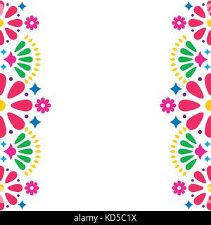 Vecteur populaire mexicain ou invitation à une fête de mariage, cartes de vœux, la conception du châssis colorés de fleurs et de formes abstraites Illustration de Vecteur