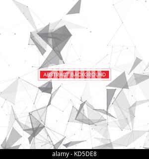 Réseau abstrait gris grillage sur fond blanc avec cadre de texte rouge - Vector Illustration Illustration de Vecteur