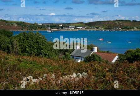 Chalet sur bryher avec vue sur bay à tresco,Îles Scilly, Îles britanniques Banque D'Images