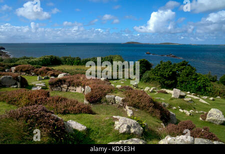 Halangy vers le bas village préhistorique, ST.MARY'S, îles Scilly, Îles britanniques Banque D'Images