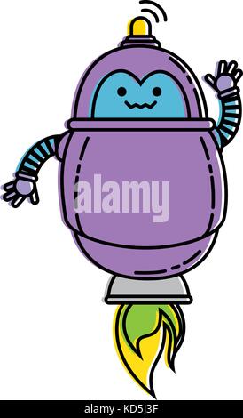 Robot électronique avec feu flamme Illustration de Vecteur