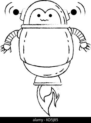 Robot électronique avec feu flamme Illustration de Vecteur