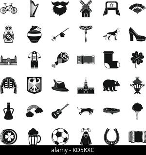 L'Europe, le style simple icons set Illustration de Vecteur