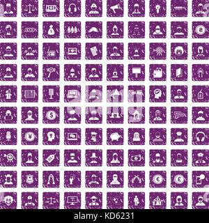 100 headhunter icons set grunge purple Illustration de Vecteur