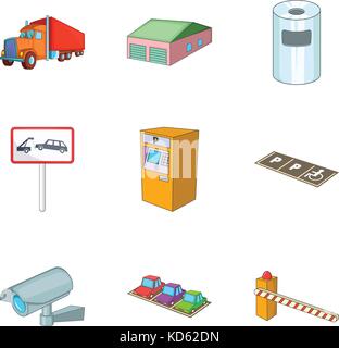 Région icons set, cartoon style Illustration de Vecteur