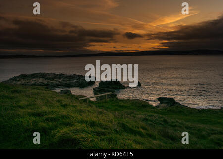 Coucher de soleil sur la baie de St Ives Cornwall Banque D'Images