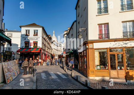 Paris (France) : 'rue Norvins' street sur la Butte Montmartre, à Paris 18ème arrondissement / quartier (non disponible pour la production de cartes postales) Banque D'Images