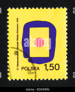 Un timbre-poste imprimé en Pologne montre 7e biennale internationale d'affiches à Varsovie, vers 1978 Banque D'Images