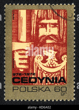 Un timbre-poste imprimé en Pologne montre 100e anniversaire de la ville polonaise cedynia, vers 1972 Banque D'Images