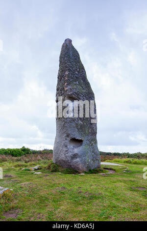 Le menhir de Cam Louis, Plouescat, Finistère, Bretagne Banque D'Images