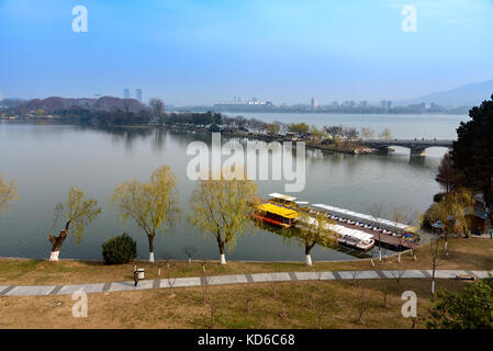 Lac Xuanwu au milieu de la Chine nanjing, Jiangsu province, sur l'image. Banque D'Images