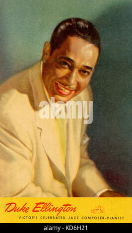 Duke Ellington portrait sur carte. Compositeur de jazz américain, leader et pianiste (1899-1974). Banque D'Images