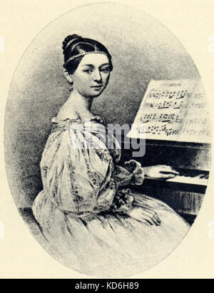 (Clara Wieck Schumann) avant qu'elle a été marié 15 ans -au piano. Lithographie de F. Giere. Pianiste et compositeur allemand, 1819-1896), épouse du compositeur Robert Schumann. Banque D'Images