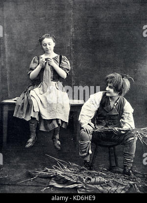 E. L'opéra de Humperdinck 'Hänsel et Gretel' avec Rioton comme Gretel et de Craponne comme Hänsel, Acte I Théâtre National de l'Opéra-Comique, Paris. Le Théâtre, 1900. Banque D'Images