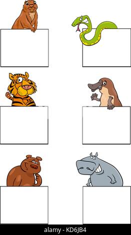 Cartoon illustration de personnages avec des animaux ou une carte de souhaits blanc set design Illustration de Vecteur
