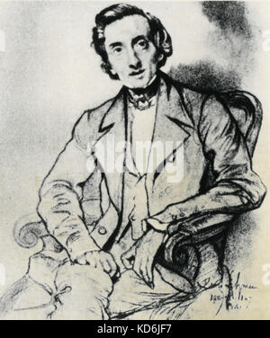 Frederic Chopin par Charles Henri Lehmann, 1847. Le compositeur polonais, 1810-1849 Banque D'Images