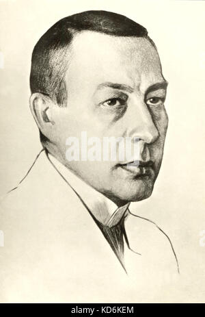 Portrait de Sergueï Rachmaninov pianiste et compositeur (1873-1943). Artiste inconnu Banque D'Images