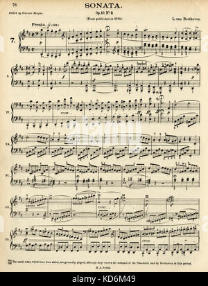 Ludwig van Beethoven, Sonate pour piano opus 10 no. 3. D'abord publié 1798. Première page de l'édition 1922. Compositeur allemand. 17 Décembre 1770- 26 mars 1827 Banque D'Images
