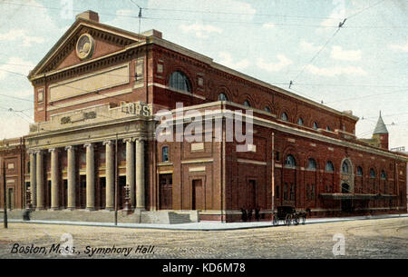 Boston Symphony Hall, Massachusetts, l'Amérique. -La carte postale Hugh C. Leighton Co., Portland, USA Banque D'Images