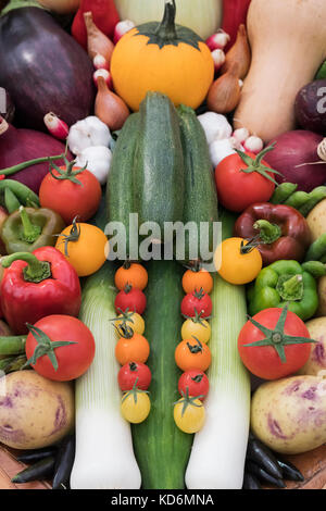 Trug légumes affiche à l'automne de Malvern, Worcestershire, Royaume-Uni Afficher Banque D'Images