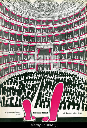 Pirelli publicité basé sur Teatro alla Scala de Milan, publié dans le magazine La Scala, 15 mars 1951. Banque D'Images