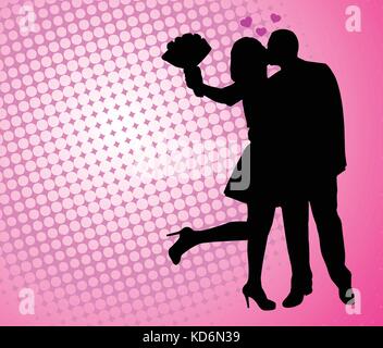 Couple in love sur l'abstract background - vector Illustration de Vecteur