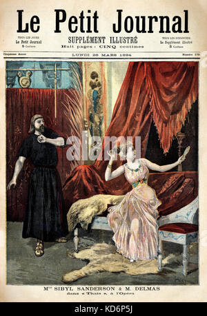 Scène de l'opéra de Jules Massenet thaïs avec Sibyl Sanderson et Delmas à Paris Opera sur une du Petit Journal du 28 mars 1894. Compositeur français, 12 mai 1842 - 13 août 1912. Banque D'Images