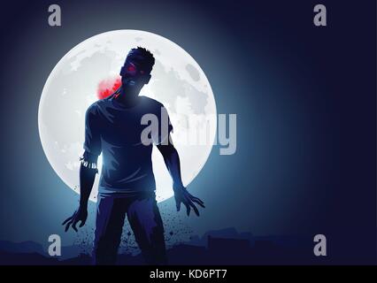 Dead Rising up zombie en colère et provoquant la terreur. vector illustration. Illustration de Vecteur