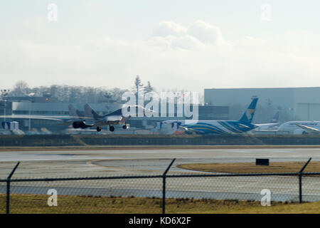 EVERETT, Washington, USA - JAN 26th, 2017 : un MiG-29UB lors d'une courte note de l'usine de Boeing à l'aéroport du comté de Snohomish site ou Paine Field Banque D'Images