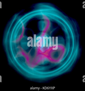 Lumineux bleu et rouge boule de plasma sur noir Banque D'Images