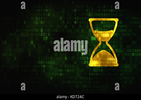 Concept : le temps sur hourglass digital background Banque D'Images