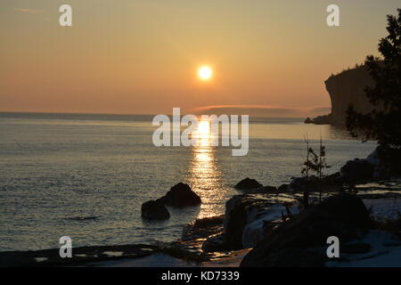 Coucher du soleil à Bruce Peninsula, Tobermory Banque D'Images