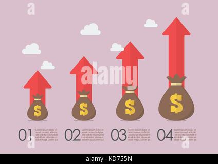 Avec la croissance des sacs d'argent. business concept infographique flèches Illustration de Vecteur