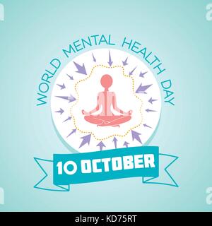 Pour chaque jour de calendrier le 10 octobre. carte de vœux. maison de vacances - Journée mondiale de la santé mentale. icône dans le style linéaire Illustration de Vecteur