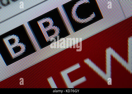 L'icône de la BBC à l'écran, close-up Banque D'Images