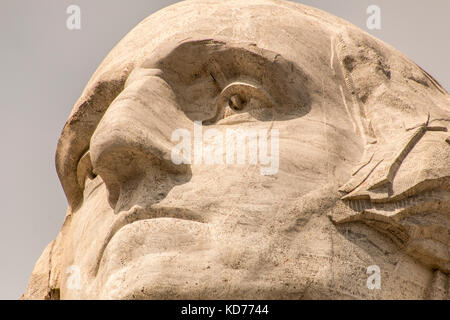 Black Hills, Dakota du Sud/usa - 25 août 2014 : un close-up de George Washington sur le mount rushmore national monument. Banque D'Images