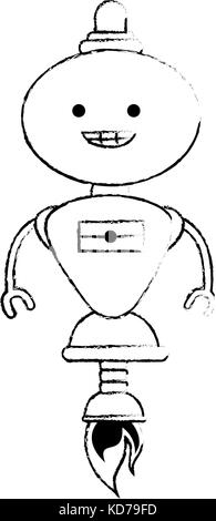 Robot électronique avec feu flamme vector illustration design Illustration de Vecteur