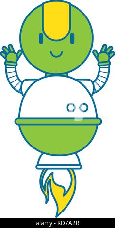 Robot électronique avec feu flamme vector illustration design Illustration de Vecteur