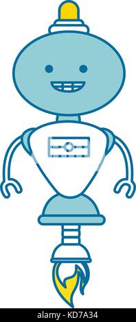 Robot électronique avec feu flamme vector illustration design Illustration de Vecteur