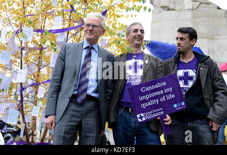 Le député libéral démocrate norman lamb avec united alliance patients montrent pour la légalisation du cannabis à l'ancien palace Yard, Westminster, London, UK Banque D'Images