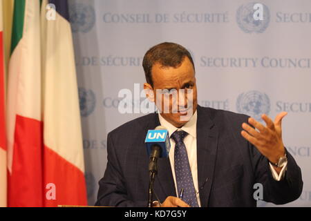 Nations Unies, New York, USA. 10 octobre, 2017 l'envoyé de l'ONU. sur le Yémen ismael Ould cheikh Ahmed a fait un exposé sur la guerre des médias là. photo : Matthew russell lee / inner city press crédit : Matthew russell lee/Alamy live news Banque D'Images