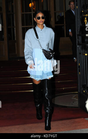 29 septembre 2017 - paris Chanel Iman pendant la Fashion Week de Paris. Banque D'Images